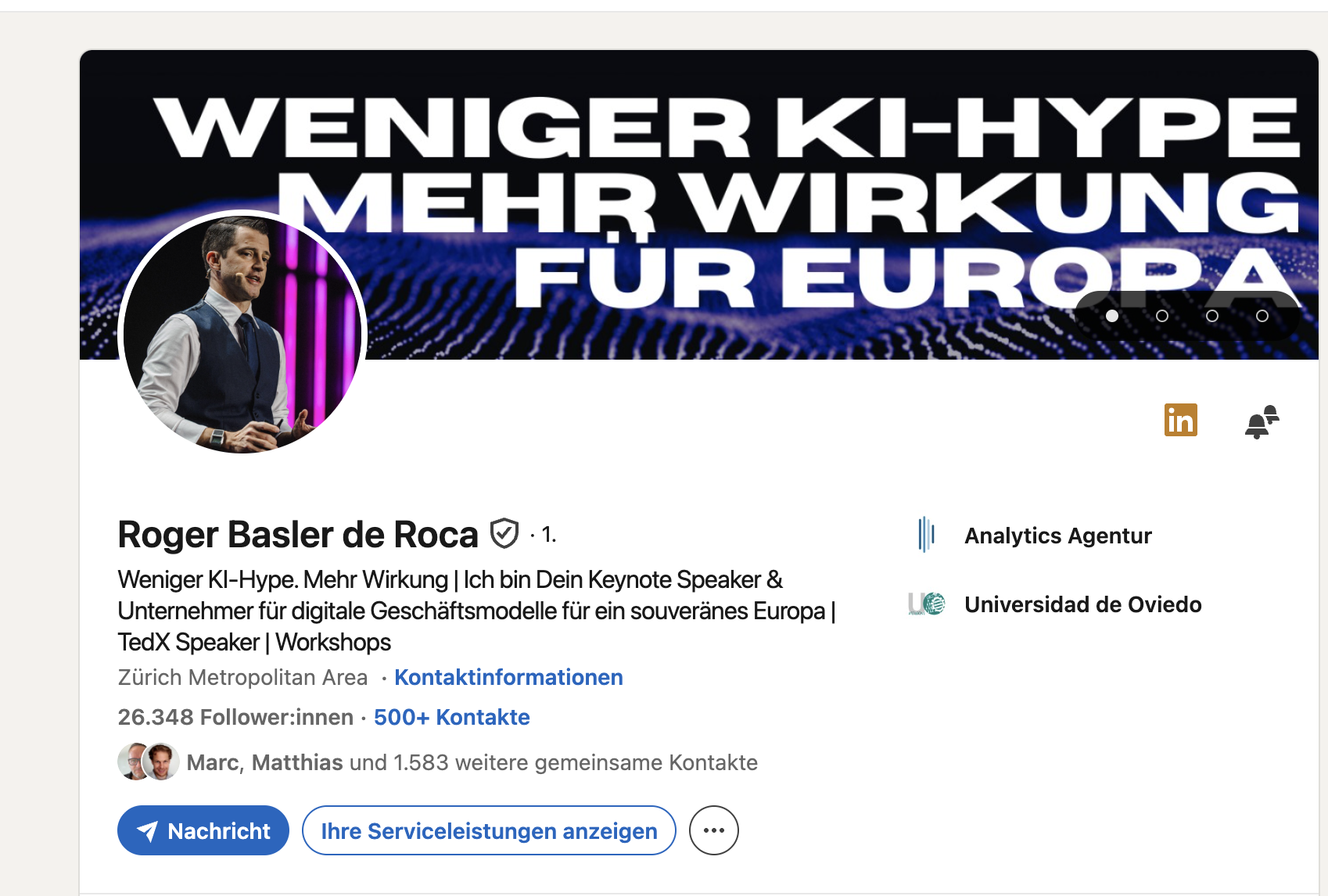 LinkedIn-Profilbeispiel Roger Basler de Roca